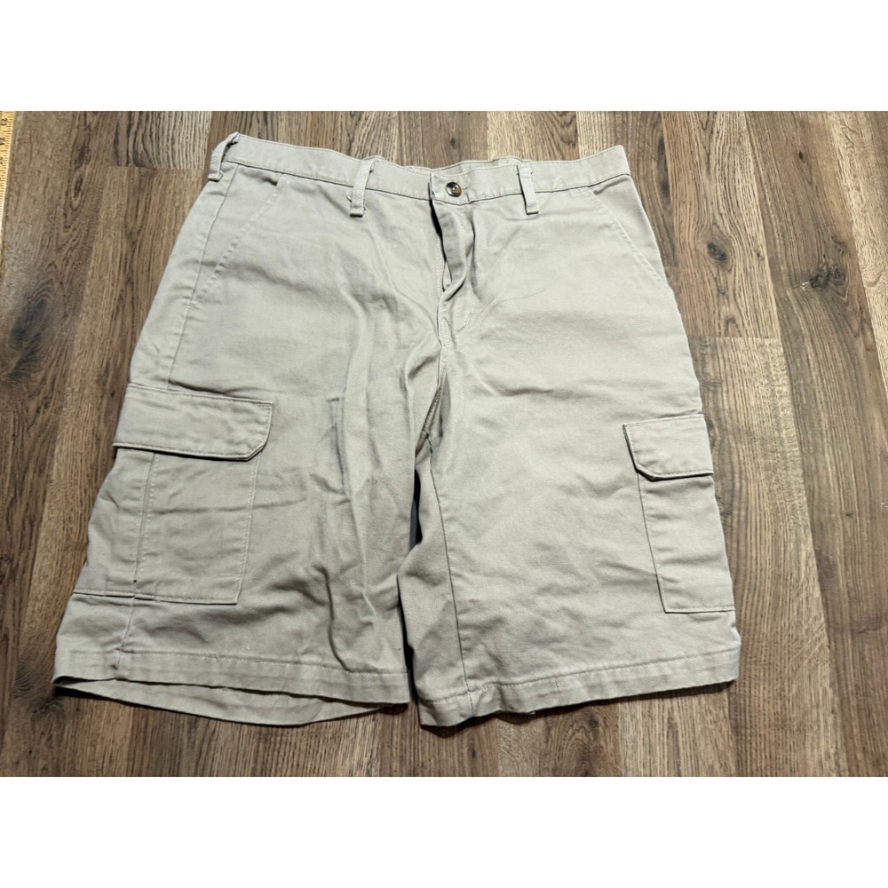 Red Kap Shorts Mens Size 34 Khaki Tan Cargo Workwear Cotton Twill